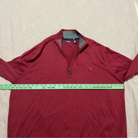 Izod Men's Burgundy Quarter Zip-Up Sweater Size XXL Classic Americana Golf - Picture 6 of 6